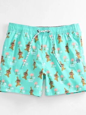 Party Pants Beer Run Mint Swim Trunks Mens Sz M  Beach Party Board Shorts Q64